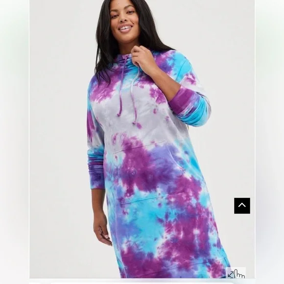 Midi French Terry Hoodie Dress Tie Dye - Picture 3 of 4